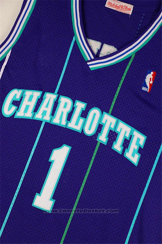 Maglia Charlotte Hornets Muggsy Bogues #1 Retro Viola